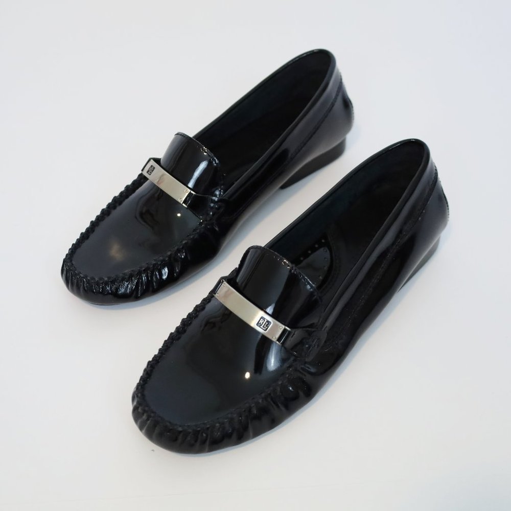 RALPH LAUREN Size 7 Black Patent Leather Loafers flats New without tags
